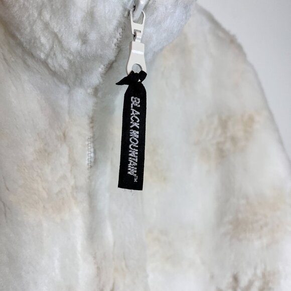 Fuzzy Sherpa Jacket Cream & Beige Leaf Pattern Cozy Full Zip Warm Coat - Picture 9 of 12